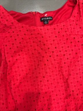 George Bright Red Eyelet dress